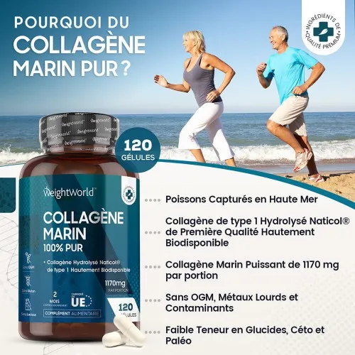 Collagène Marin + Acide Hyaluronique - 120 gélules